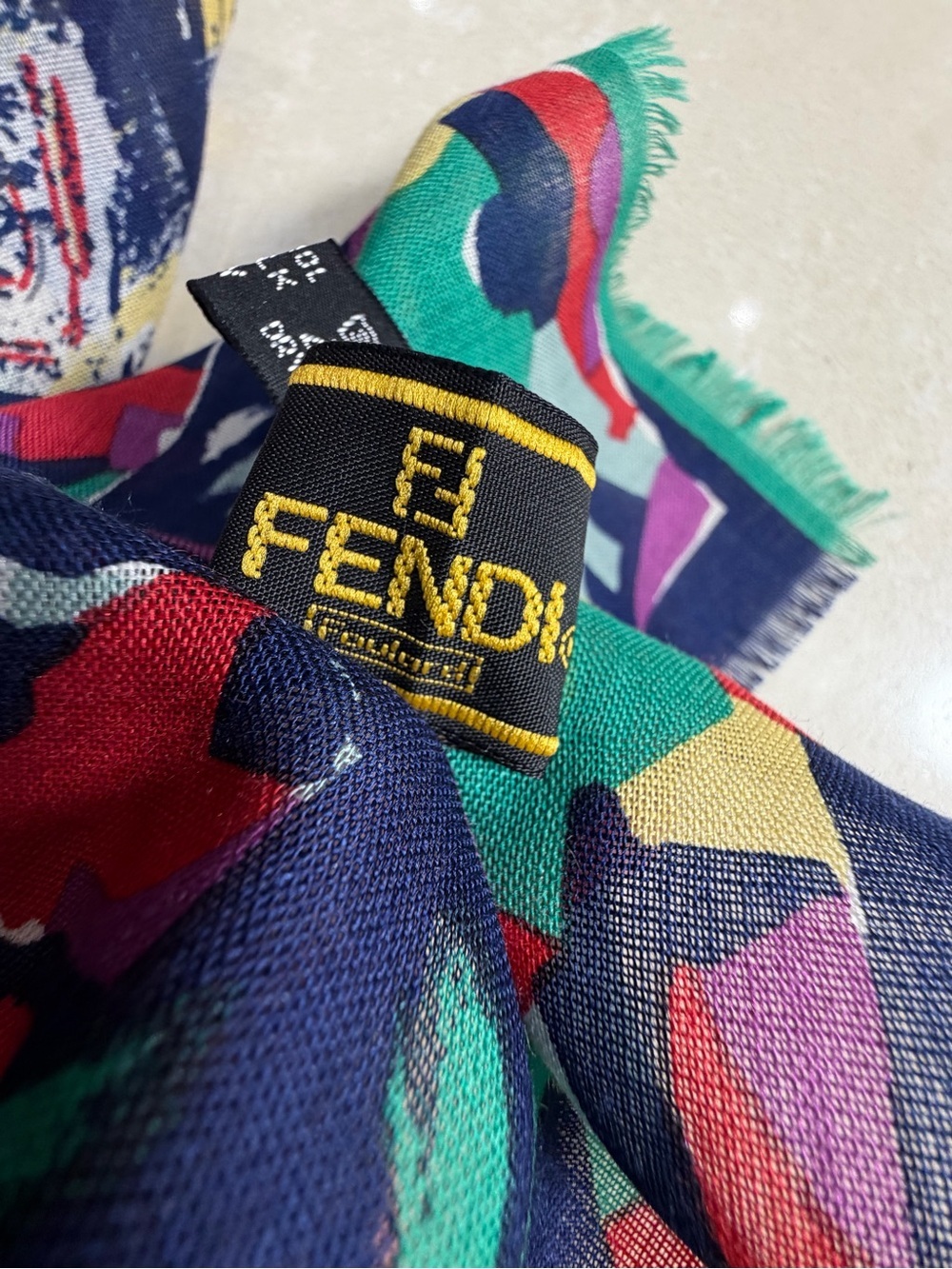 Fendi Scarf Shawl Colorful Foulard Scarf Wrap ShawlVintage Archival Y2K 1990s - Picture 3 of 10
